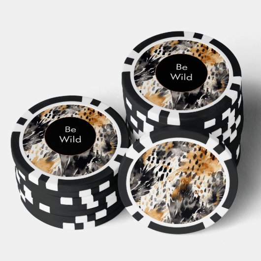 Weiß Schwarz Creme Leopard Tier Pokerchips (Stapel)