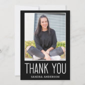 Weiß & Schwarz Danke, 2 Foto Abschluss Card Dankeskarte (Vorderseite)