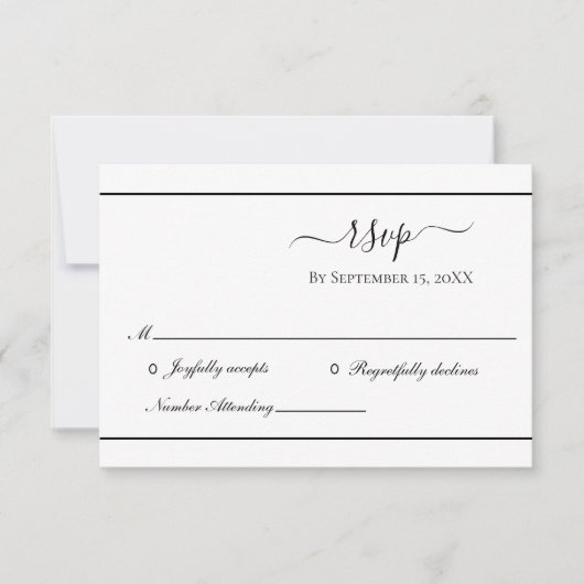 Weiß Schwarz Elegant Traditionelle Hochzeit RSVP Karte (Vorderseite)
