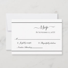 Weiß Schwarz Elegant Traditionelle Hochzeit RSVP Karte