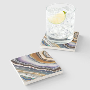 Weiß Schwarz Flieder Blau Terrakotta Achat Geode Steinuntersetzer