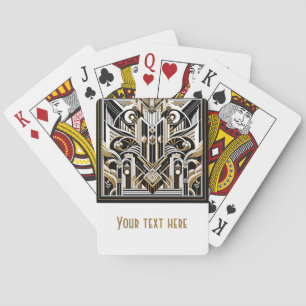 Weiß Schwarz Gold Art Deco Roaring Twenties Hochze Spielkarten