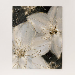 Weiß Schwarz Gold Blumen Geburtstag Puzzle