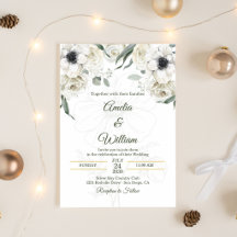Weiß Schwarz Grün Elegante Anemone Hochzeit