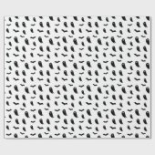 Weiß & Schwarz Halloween Ghost & Bats Muster Geschenkpapier (Flach)