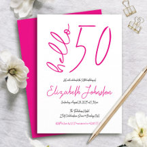 Weiß Schwarz Hot Pink Hallo 50 Fabelhaft Geburtsta