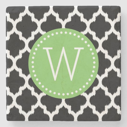 Weiß-Schwarz-Kat-Quatrefolienmuster 4 Steinuntersetzer (Vorderseite)