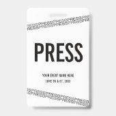 Weiß Schwarz Konzert All Access Pass Presse Ausweis (Vorderseite)