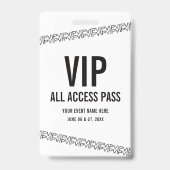 Weiß Schwarz Konzert Ticket VIP All Access Pass Ausweis (Rückseite)