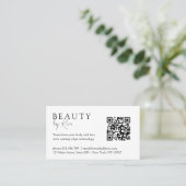 Weiß & Schwarz, Minimal, elegant, Salon, QR-Code Terminkarte (Stehend Vorderseite)