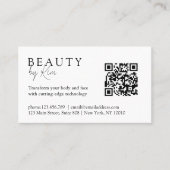 Weiß & Schwarz, Minimal, elegant, Salon, QR-Code Terminkarte (Vorderseite)