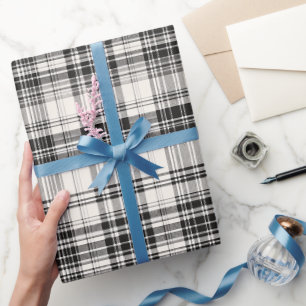 Weiß Schwarz Monochrom Kariert Elfenbein Karomuste Geschenkpapier