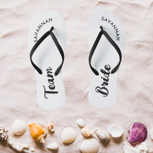 Weiß Schwarz Name Braut Hochzeitsparty Junggeselli Badesandalen