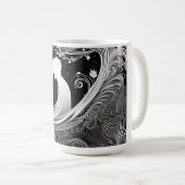 Weiß-Schwarz-Romantische Silhouette Kaffeetasse (VorderseiteRechts)