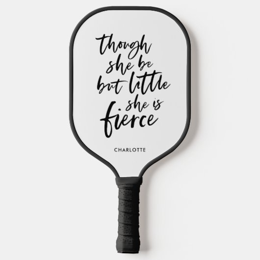 Weiß & Schwarz Script Klein aber fierce Shakespear Pickleball Schläger (Rückseite)