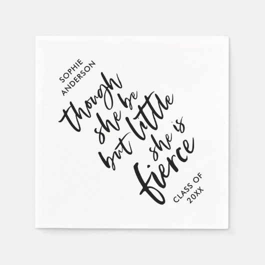 Weiß & Schwarz Script Klein aber fierce Shakespear Serviette (Vorderseite)