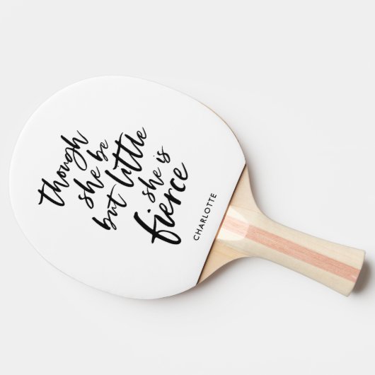 Weiß & Schwarz Script Klein aber fierce Shakespear Tischtennis Schläger (Seitenansicht)