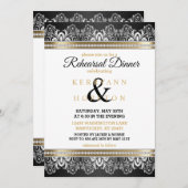 Weiß, Schwarz, Silver & Gold - Probe Abendessen Einladung (Vorne/Hinten)