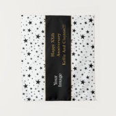 Weiß/Schwarz-Stars mit Jubiläum von Botschaft/Foto Wandteppich (Vorderseite)