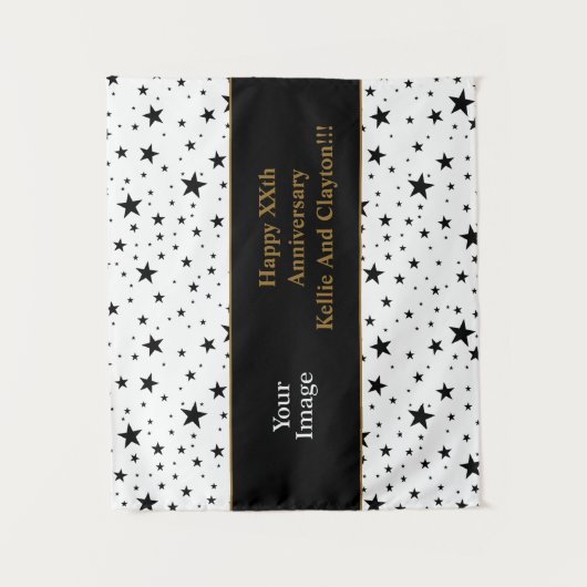 Weiß/Schwarz-Stars mit Jubiläum von Botschaft/Foto Wandteppich (Vorderseite)