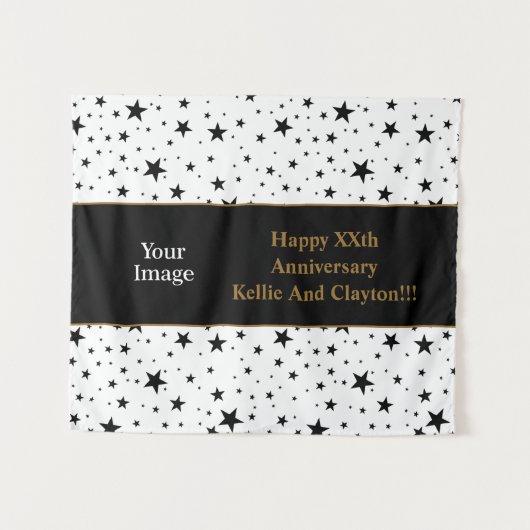 Weiß/Schwarz-Stars mit Jubiläum von Botschaft/Foto Wandteppich (Vorderseite (Horizontal))