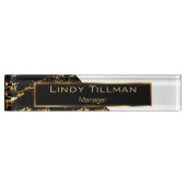 Weiß-, Schwarz- und Goldmarmor Namensplakette (Vorderseite)