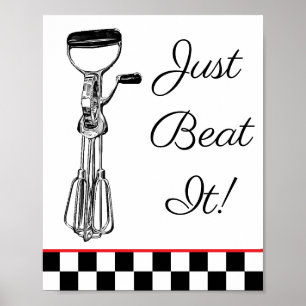 Weiß, Schwarz und Rot nur schlagen Es Zeichen Poster