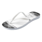 Weiß, Schwarz und Silber | Hochzeitsparty Badesandalen (Schrägansicht)