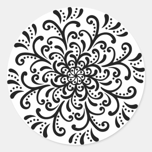 Weiß-Schwarz-Weiß-Geblüht Aufkleber (Vorderseite)
