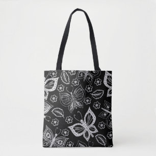 Weiß-Schwarz-Weiß-Schmetterlingsmuster Tasche