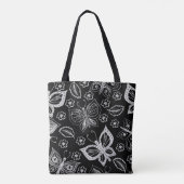 Weiß-Schwarz-Weiß-Schmetterlingsmuster Tasche (Rückseite)