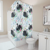 Weiß-schwarz-weißer Schwanensee nahtloser Fleck Duschvorhang (Beispiel)