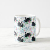 Weiß-schwarz-weißer Schwanensee nahtloser Fleck Kaffeetasse (VorderseiteRechts)