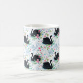 Weiß-schwarz-weißer Schwanensee nahtloser Fleck Kaffeetasse (Mittel)