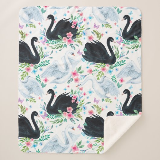 Weiß-schwarz-weißer Schwanensee nahtloser Fleck Sherpadecke (Vorderseite)