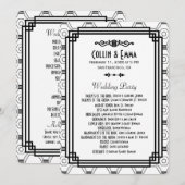 Weiß-schwarze Art Deco-Hochzeitsprogramme Programm (Vorne/Hinten)