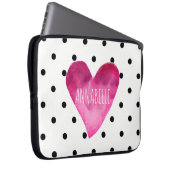 WEISS + Schwarze Polka Punkte Wasserfarben Herzmon Laptopschutzhülle (Vorne Rechts)