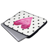 WEISS + Schwarze Polka Punkte Wasserfarben Herzmon Laptopschutzhülle (Vorne Knopf)
