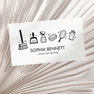Weiß Schwarze Süße Reinigungswerkzeuge Benutzerdef Visitenkarte