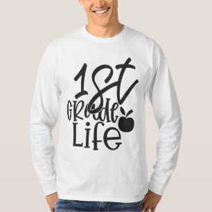 Weiß schwarzer Langschlauch der ersten Klasse T-Shirt