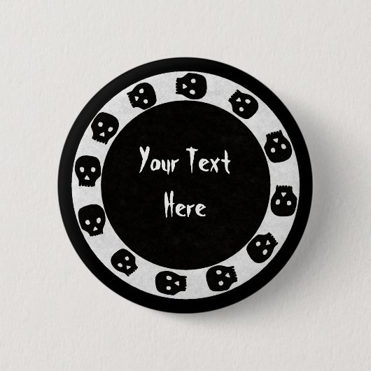 Weiß-Schwarzer Schädel-Knopf Button (Vorderseite)