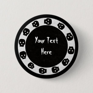 Weiß-Schwarzer Schädel-Knopf Button