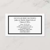 Weiß | Schwarzes Abschluss Foto Namenskarten einfü (Rückseite)
