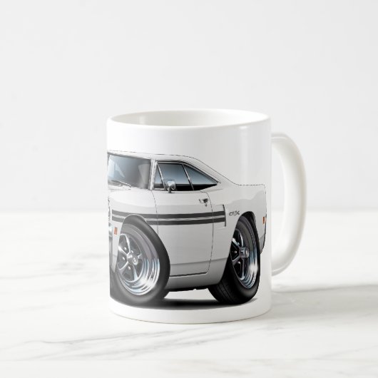 Weiß-Schwarzes Auto 1970 Plymouths GTX Kaffeetasse (VorderseiteRechts)