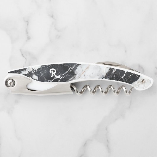 Weiß & SchwarzFalscher Marmor-Monogramm Kellnermesser (Vorderseite)