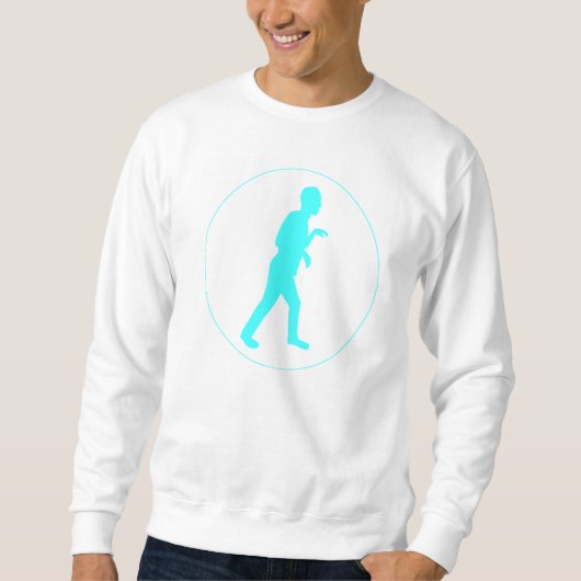Weiß-Schweiss-Shirt mit blauem Dino-Modus-Logo Sweatshirt (Vorderseite)