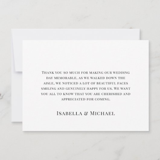 Weiß | Script Wedding Dankeschön Karten (Rückseite)