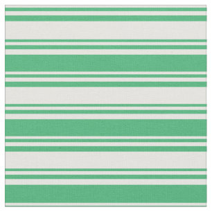 Weiß & Sea Green Linse/Streifenmuster Stoff