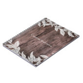 Weiß & silber Blätter & Rustikales Holz Elegant Notizblock (Linke Seite)