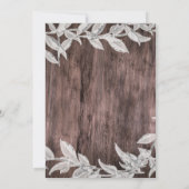 Weiß & Silber Blätter Winter Wedding Rustic Wood Einladung (Rückseite)